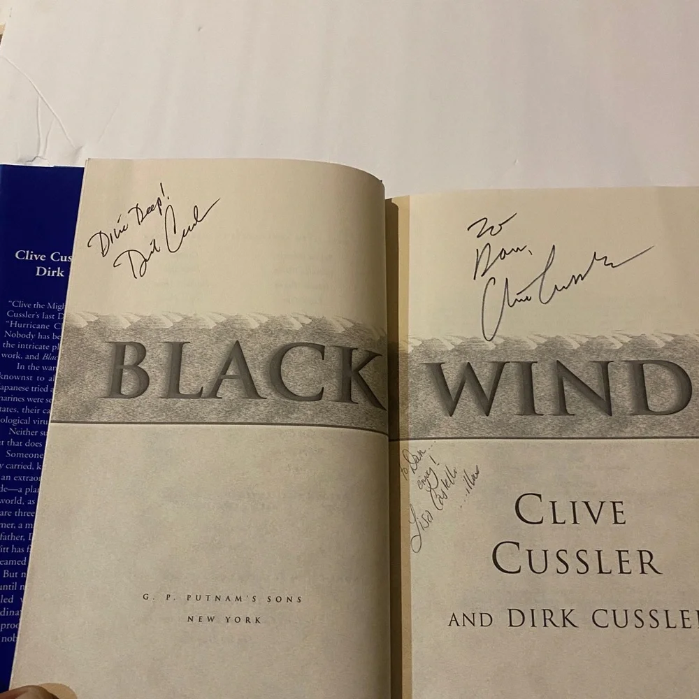 Autographed Clive Cussler & Dirk Cussler Black Wind A Dirk Pitt Novel Hardback